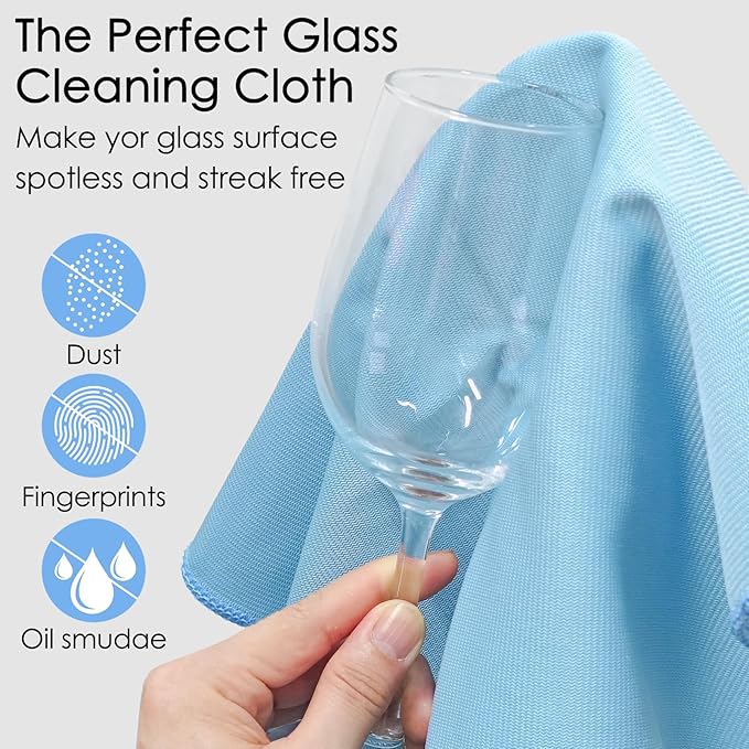 24 Pack Microfiber Glass Cleaning Cloth 16 Inch X 16 Inch Polishing Cloths Glass Cleaning Towel Lint Free Cloth for Cleaning Windows Glasses Mirrors Windshields Stainless Steel