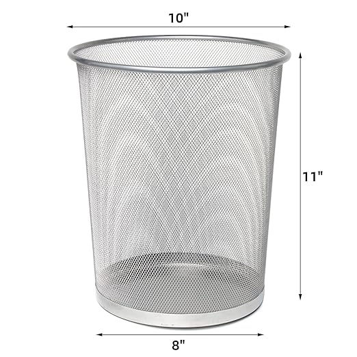 Silver Mesh Trash Cans 4 Gallon 10Pack Metal Wire Wastebaskets Waste Basket Trash Can Silver Mesh Trash Can for Office Recycling Garbage Container Bin for Office Home Bedroom