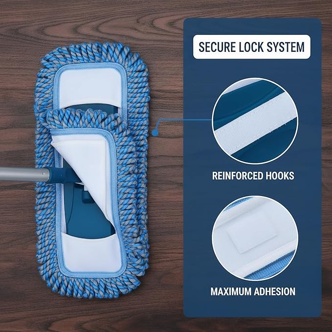 57 Long Handle Wet Cleaning Floor Mops Dust HardwoodDry Mops for Catching Pet Hair and Dust Bunny Microfiber Dust Mops for VinylWood Tile Laminate Flooring