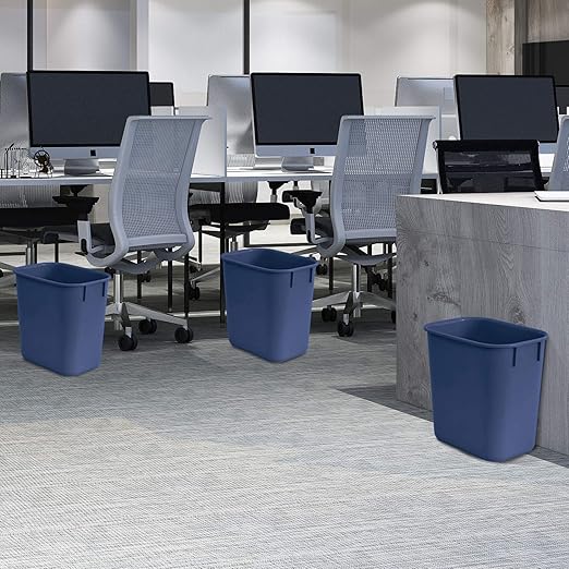 Acrimet Wastebasket Deskside Bin 3.25 Gallon/13 Quart/ 12 Liter (Plastic) (Blue Color) (Set of 4)
