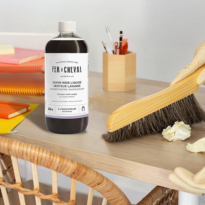 Fer à Cheval Liquid Black Soap Lavender Scent – 10 Pack 500 ml/16.9 fl oz Bottles | Natural French Multi-Surface Cleaner with Olive Oil | Aromatic All-Purpose Household Soap