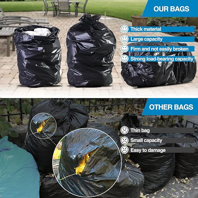 Charmount 55 Gallon Trash Bags1.5 Mil-37x 56 W/Ties Black Large Heavy Duty Garbage Bags for Outdoor Yard Work Lawn &amp Leaf Bags 30 Count