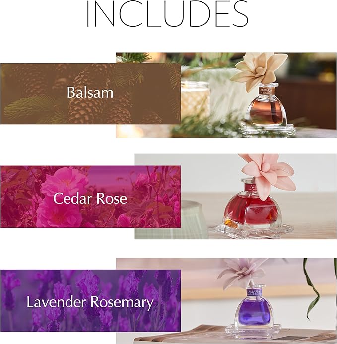 AGRARIA Into The Woods PetiteEssence Collection Handmade Sola Flower Reed Diffuser Set of 3 Luxury Home Fragrance Scented Oil Diffuser Gift Set