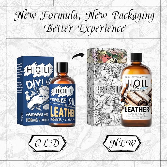 HIQILI Leather Fragrance Oil Men's Scent for Car Air Freshener Use Soap Candle and Long-Lasting Perfume Making - 5.07 Fl Oz