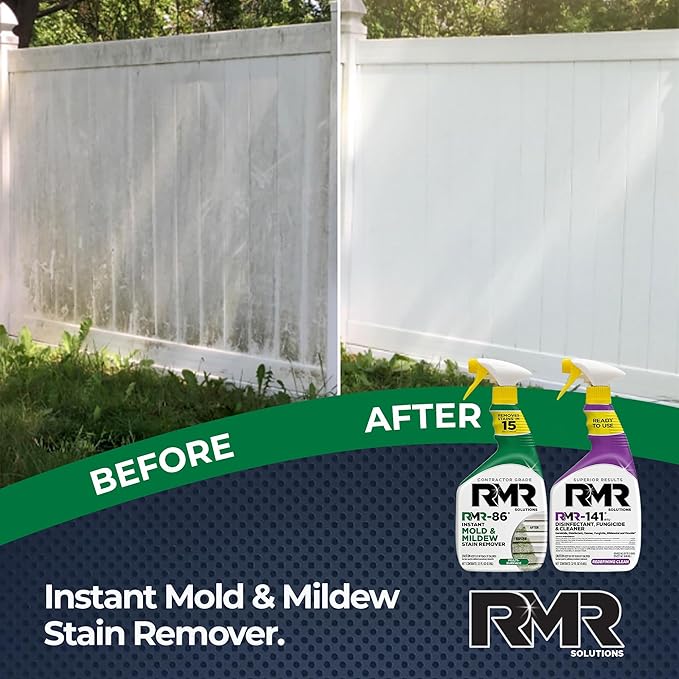 RMR Brands DIY Mold &amp Stain Remover Bundle Complete Mold Killer &amp Mildew Prevention Kit Disinfectant Spray Includes 2-32 fluid ounce Bottles