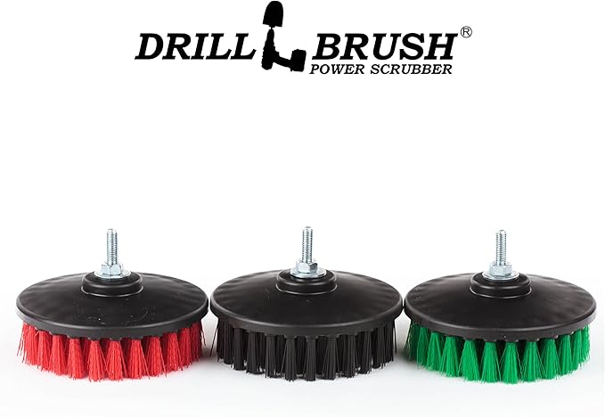 Construction Tools - Medium Stiff Ultra Stiff Scrub 3 Brush Kit - Threaded - 5/16 x 24 - fits Electric - Cordless - Air Pneumatic - Dual Action - Orbital - Rotary - Buffer - Polisher - Machine