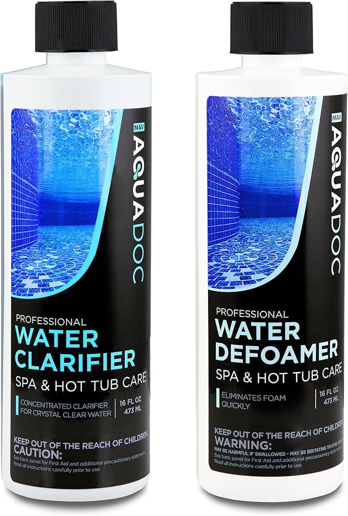 AquaDoc Spa Clarifier &amp Spa Defoamer Hot Tub Chemical Kit - Includes 16oz Water Clarifier &amp 16oz Anti-Foam for Hot Tubs