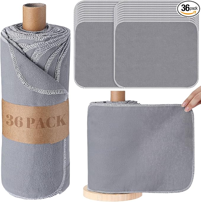 36 Pack Vintage Reusable Cleaning Cloths Washable Cotton Kitchen Towels for Home (Gray)