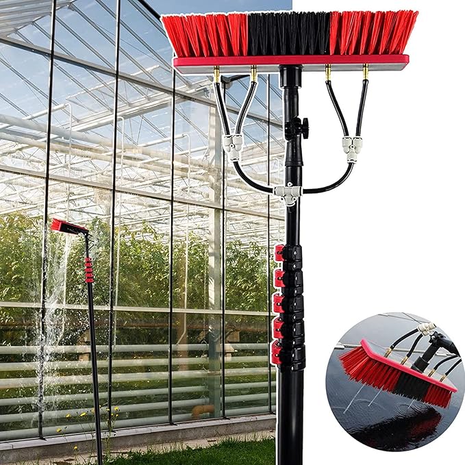 Water Fed Pole Kit Window and Solar Cleaning Pole with Water Fed Telescopic Brush/Brush Window and Solar Panel Cleaning System Windows Cleaning &amp Washing Tool55cmbrush-20FT/6M