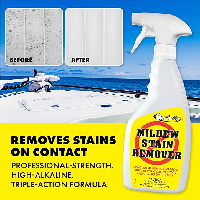STAR BRITE Rust Stain Remover Spray - Instantly Dissolve Corrosion Stains on Fiberglass Vinyl Fabric &amp Painted Surfaces - Also Removes Sprinkler Stains &amp Mold &amp Mildew Stain Remover + Cl