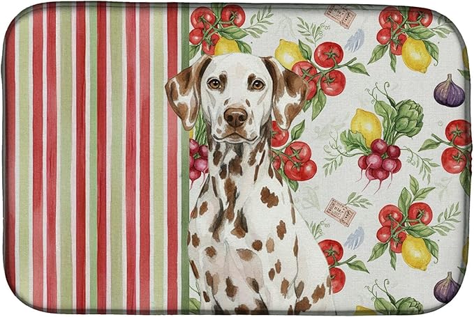 Caroline's Treasures Liver Dalmatian Vegetables Dish Drying Mat Absorbent Dish Drying Mat Pad for Kitchen Counter Dish Drainer Mat for Countertop 14 x 21 Multicolor