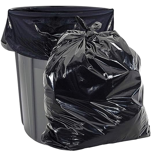 Aluf Plastics 45 Gallon 1.5 MIL Black Heavy Duty Garbage Trash Bags - 41 x 51- For Contractor Industrial Institutional &amp Commercial 100 Count