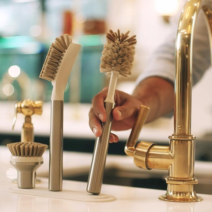 Ionic Brush Set Magnetized to Stand Upright Stainless Steel with Replaceable Heads Onyx/Black