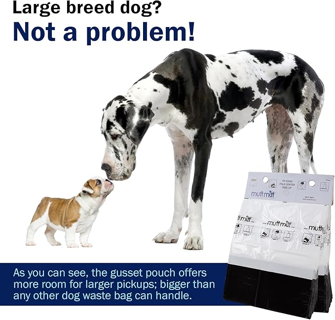 Mutt Mitt® 2-Ply Dog Waste Bags with Thick 2 Mil Mitten - 800 Dog Waste Bags on 8 Station Headers - No more yuck or warm handshake