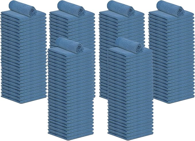 Cotton Shop Towels Blue – (Pack of 150) Size 14x14 Inches Cleaning Rags – Absorbent Shop Rags and Multipurpose Cleaning Towels for Automobiles Industries Garage and Homes
