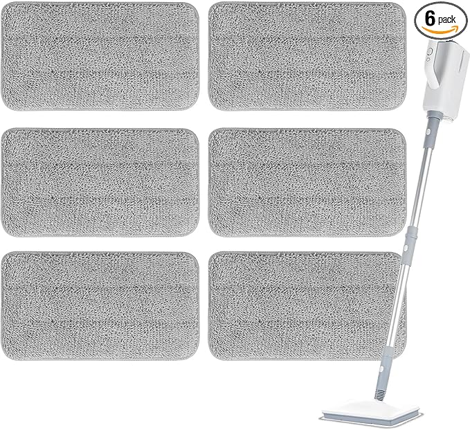 Microfiber Steam Mop Pads Compatible with FODFINU Seyola &amp FEPPO and Wotaste Steam Mop Cleaner - Washable and Reusable Replacement Mop Pads for Floor Cleaning 6 Pack