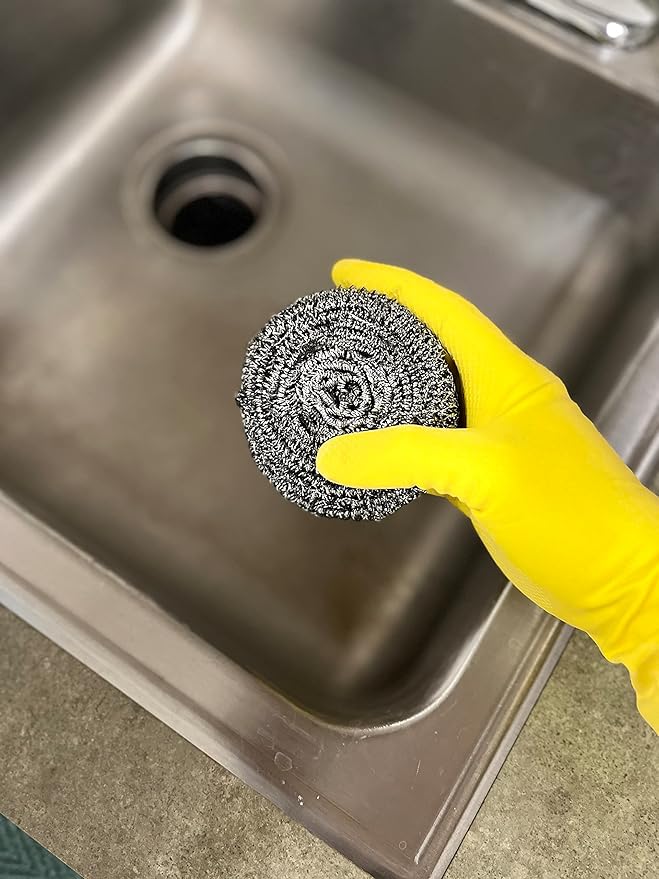 24 Count | KingSeal Stainless Steel Scrubbers Scrub Pads Heavy Duty 50 gram Weight Individually Wrapped - 2 Packs of 12 Scrubbers