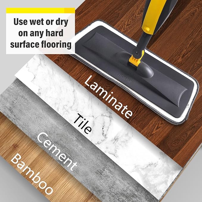 Mops for Floor Cleaning Spray Mop with 400ml Refillable Bottle and 2 Replacement Pads Dry Wet Floor Household or Commercial Hardwood Laminate Tile Ceramic