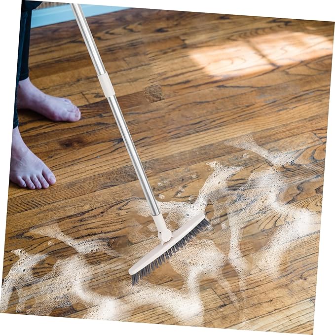 Mobestech 2pcs Floor Scrub Brush Handle Rotatable Cleaning Tool for Deep Clean Bathroom Shower and Tight Spaces Stiff Bristle Design for Grout and Tile Cleaning