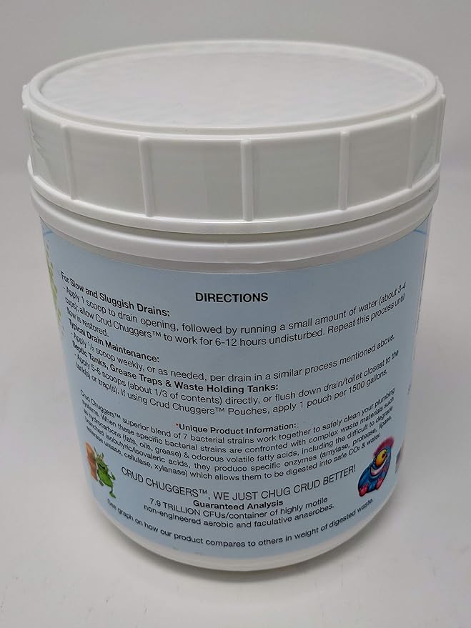 Crud Chuggers 2.3lb Jar Grease Trap &amp Drain Enzyme Treatment