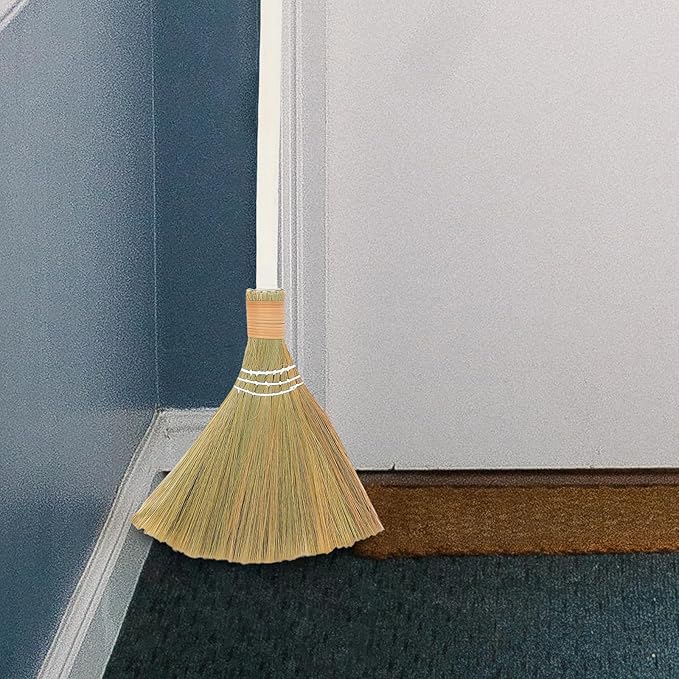 Artibetter 2pcs Handmade Grass Broom Set with Detachable Handles Soft Bristles Household Indoor Broom for Dust Removal and Living Room Cleaning Lightweight Straw Sweepers for Home Use