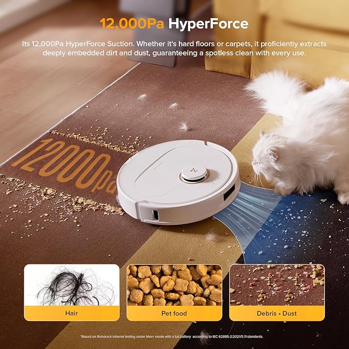 roborock Qrevo S5V Robot Vacuum and Mop FlexiArm Edge Mopping 12000Pa Suction Dual Zero-Tangle System Smart Obstacle Avoidance 10mm Mop Lifting Auto Mop Washing &amp Warm Air Drying White
