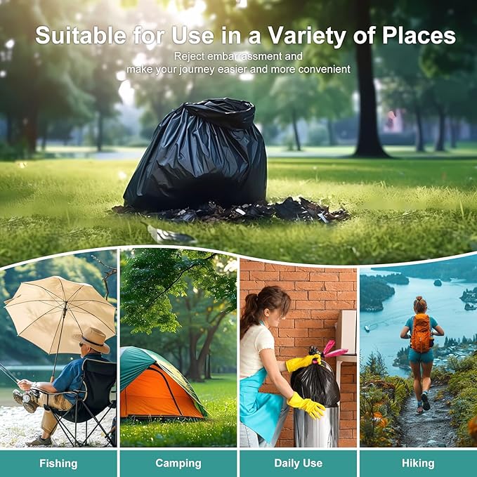 Portable Toilet BagsDrawstring Camping Toilet Bags Toilet Trash Bags Leak-Proof Waste Bags for Camping Hiking TravelingEmergency Outdoor Activities