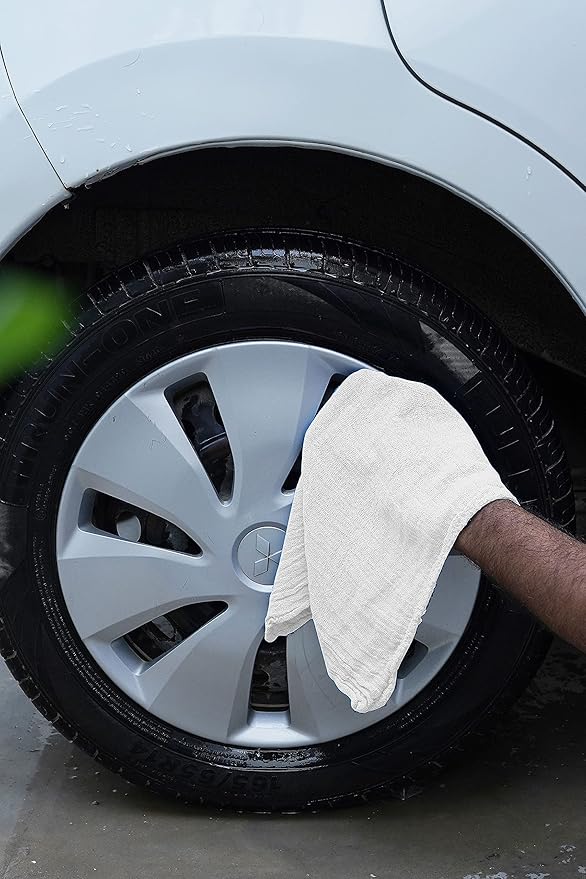 Cotton Shop Rags – (Pack of 150) Size 12x14 Inches Cleaning Rags – Absorbent Shop Towels and Multipurpose Cleaning Towels for Automobiles Industries Garage and Homes (White)