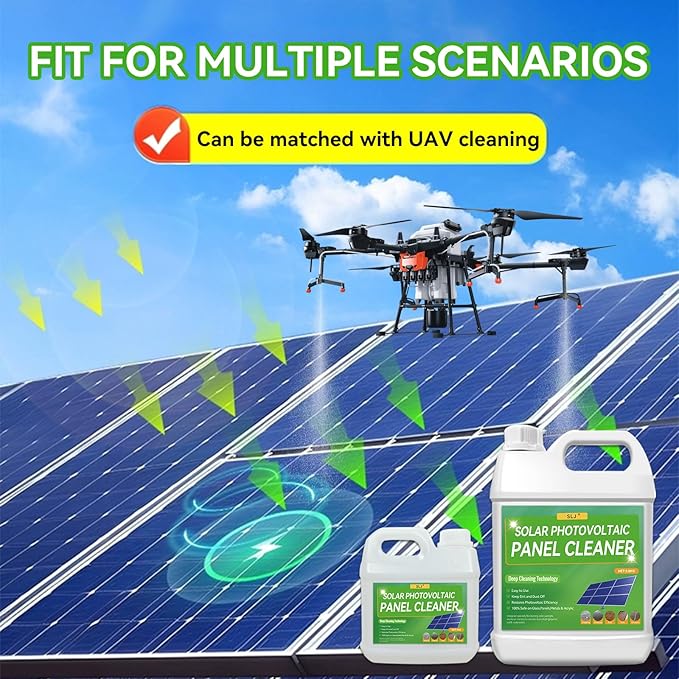 Solar Panel Cleaner Ultra Concentrated Solar Panel Cleaning Solution | Multipurpose PV Panel Cleaning - Pro Quick Dry Streak-Free Remove DirtDustDroppingsOils &amp Water Spots (1 gallon)