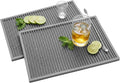 Bar Mat - 18X12(2 Pcs) Rubber Bar Mats for Countertop &amp Dish Drying Non-Slip Bartender Mat with Airflow Design for Home Bar Cocktail Set Kitchen &amp Outdoor Use (Gray)