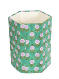 Handmade Cotton Paper Waste Basket Stylish Trash Can for Home or Office (1 Green FLOWAR)