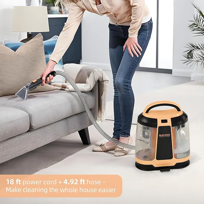 Carpet Cleaner Machine 11Kpa Strong Suction New 450W Powerful Motor Portable Upholstery Cleaner with Spot Cleaner Stain Remover for Pet Accident Rugs Carpet and Upholstery Orange