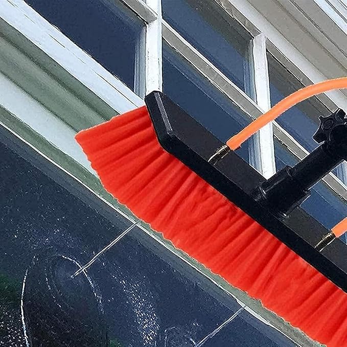 Extendable Window Cleaning Pole - Telescopic Brush for Solar Panel &amp Conservatory Roof - 7m/22.9ft Length 50cm Brush Head - Water Fed Glass &amp Wall Cleaner