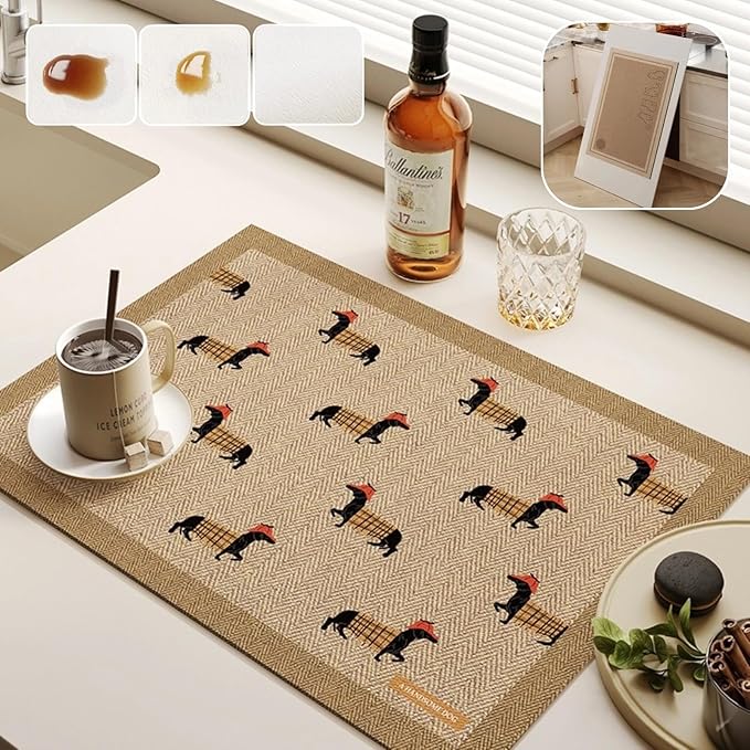 Dish Drying Mat - Absorbent Countertop Mat for Coffee Maker Expresso Machine Kitchen Use (0220''×32'')