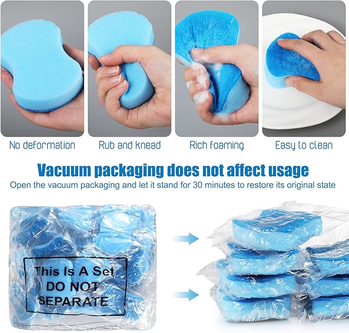 Tanlade 240 Pcs Individually Wrapped Sponges Kitchen Bulk Non Scratch Scouring Sponges for Dishes Household Cleaning Travel Apartments Hotel Car (Blue)