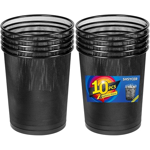 Black Mesh Trash Cans 4 Gallon 10 Pack Metal Wire Wastebaskets Waste Basket Trash Can Small Trash Cans Recycling Garbage Container Bin for Office Home Bedroom