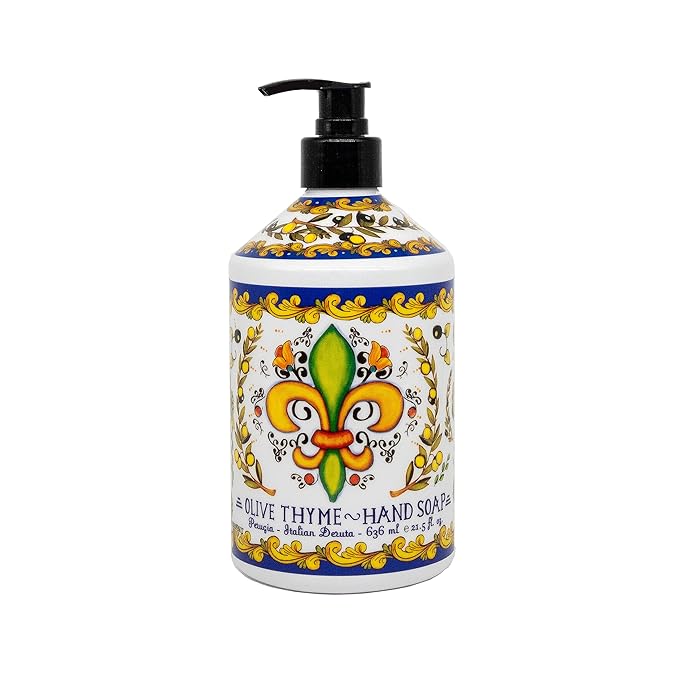 Perugia Italian Deruta Hand Soap - 21.5 fl oz Bottles - 8 pack - Lavendar Sweet Orange Lemon Verbana and Olive Thyme
