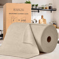 KitchLife Microfiber Cleaning Cloth Roll 100 Pack - Tear-Away Microfiber Paper Towels Lint-Free Reusable Washable for Kitchen Car Dishes and Sensitive Surfaces (Sand Beige)