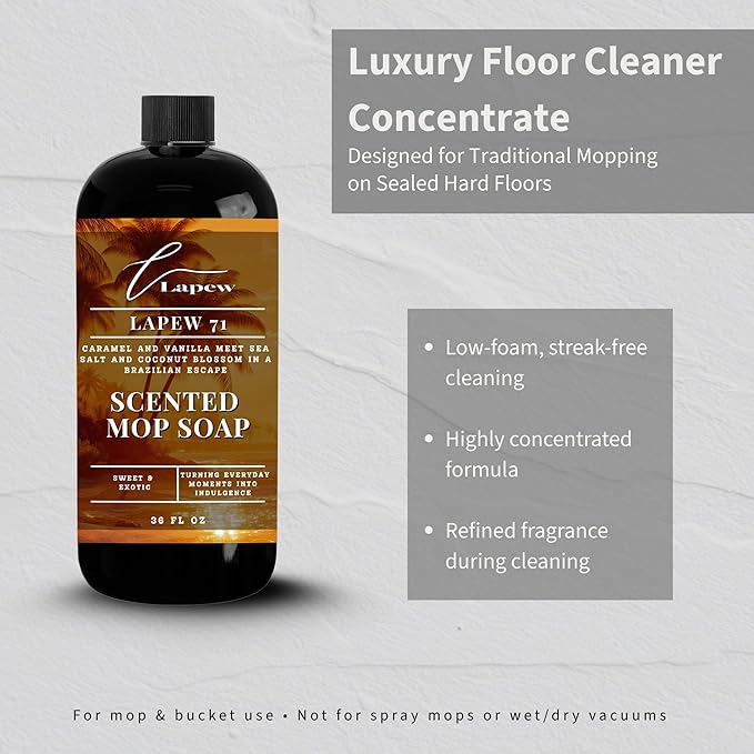 Lapew 71 Scented Mop Soap - Luxury Floor Cleaner Concentrate for Mopping Tile Laminate Vinyl &amp Hardwood | Streak-Free Low-Foam | 36 oz