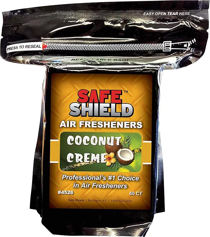 Coconut Creme Scented Air Freshener Pads - Long-Lasting Fragrance Pads for Car Interiors - 1-1/2 × 3 Compact Size - Tropical and Delightful Aroma for Eliminating Stale Odors - Pack of 60