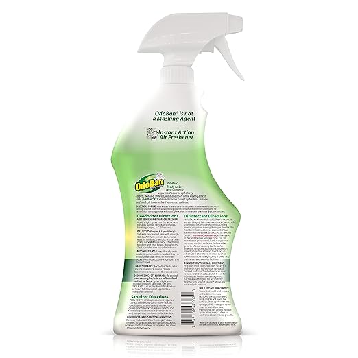OdoBan Ready-to-Use Disinfectant and Odor Eliminator Set of 3 Spray Bottles 32 Ounce &amp Solid Odor Absorber Eliminator for Home and Small Spaces Fresh Linen Scent 14 Ounces Each 6-Pack