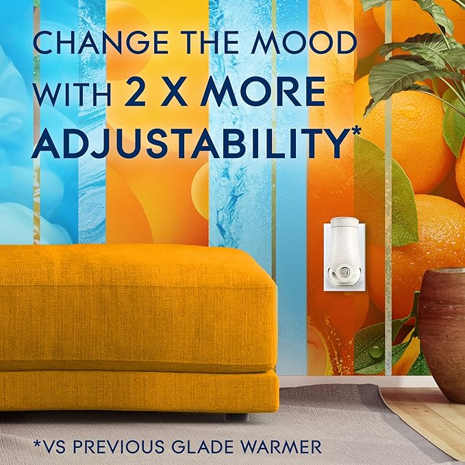 Glade PlugIns Refills Air Freshener Starter Kit Scented and Essential Oils for Home and Bathroom Coastal Sunshine Citrus 4.02 Fl Oz 2 Warmers + 6 Refills