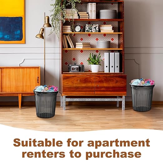 36 Pack Small Round Trash Cans Bulk 2.4 Gallon Translucent Black Wastebaskets with Bag Concealer Ring Upgraded Thick Cylinder Garbage Bin for Office Under Desk Dorm and Bathroom