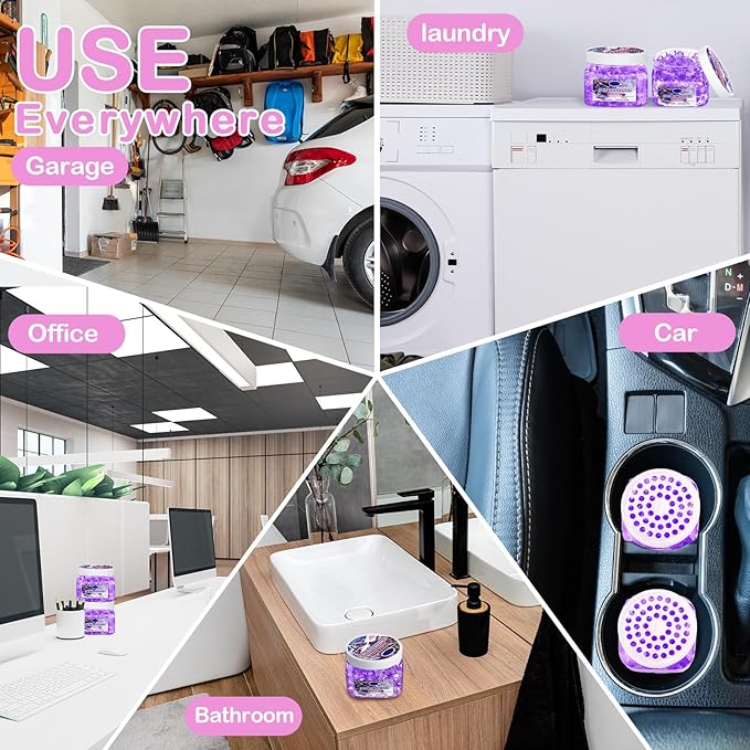 12 Pcs Gel Air Freshener Bulk Odor Gel Eliminator Beads 8 oz Long Lasting Air Freshener Beads Eliminates Odors in Home Bathrooms Cars Boats Rvs and Pet Areas(Lavender)