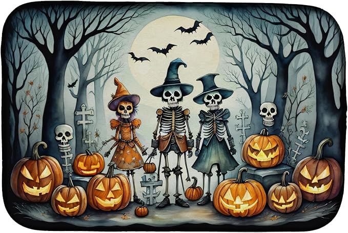 Caroline's Treasures DAC2227DDM Calacas Skeletons Spooky Halloween Dish Drying Mat Absorbent Dish Drying Mat Pad for Kitchen Counter Dish Drainer Mat for Countertop 14 x 21 Multicolor