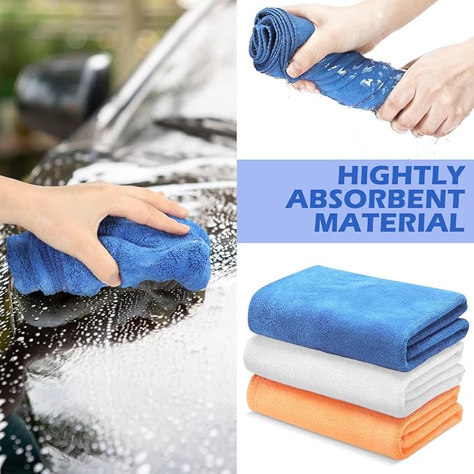 10 Pcs Extra Large Microfiber Cleaning Cloth 30 x 20 Large Floor Microfiber Towel Reusable Washable Free Lint Free Cloth Rag for Squeegee Mop Floor Window Housekeeping (White Yellow)