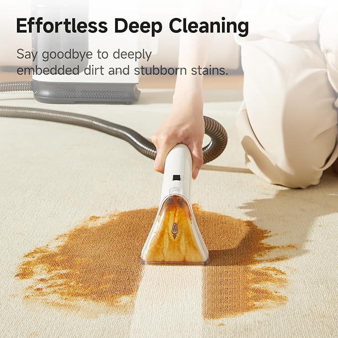 uwant Carpet Cleaner Machine 18Kpa Powerful Suction Portable Carpet Cleaner for Pet Stains with Cleaning Tools&ampSolution Self-Cleaning Upholstery Cleaner for Car Couch Rug Spot