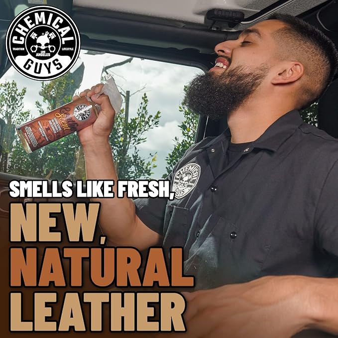 Chemical Guys AIR_102_1602 Leather Scent Premium Air Freshener and Odor Eliminator Long-Lasting Just Like New Scent for Cars Trucks SUVs RVs &amp More 16 Fl Oz (2 Pack)