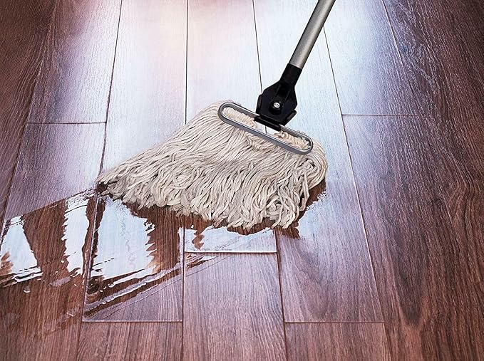 Fuller Brush Wet Mop – Stainless Steel Handle with Hang-Up Hole Heavy Duty Durable Washable Janitorial Floor Mop