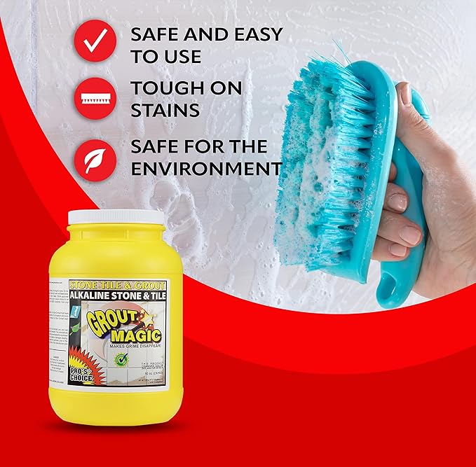 Grout Magic - 92 ounce Grout and Stone Tile Cleaner. Quickly Destroys Dirt and Grime. Safe on Colored Grout. Biodegradable &amp Phosphate free